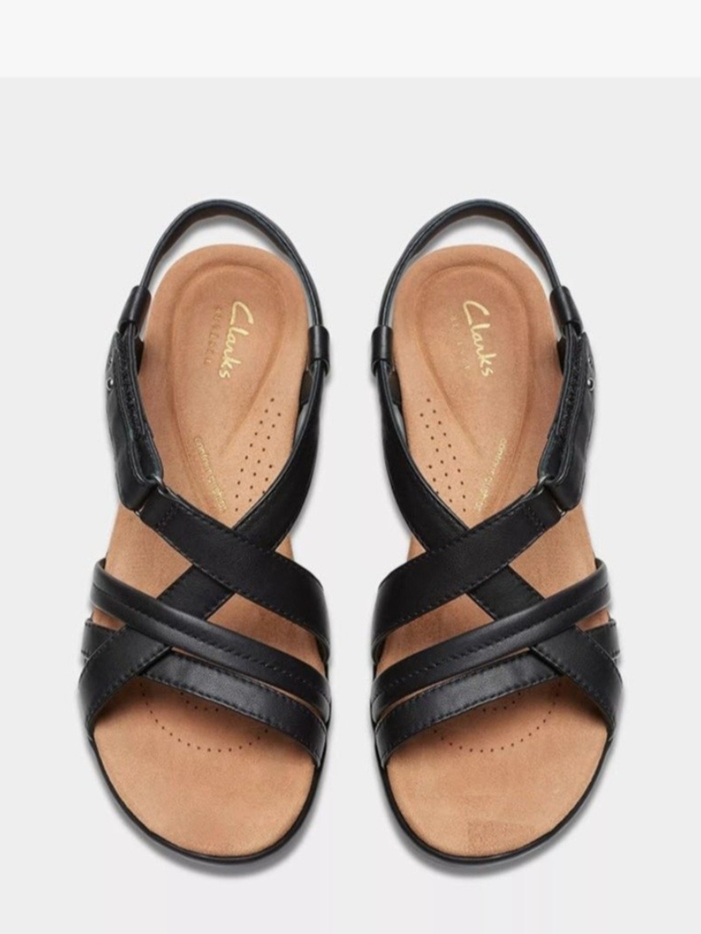 Clarks Black Leather Crisscross Slingback Sandals